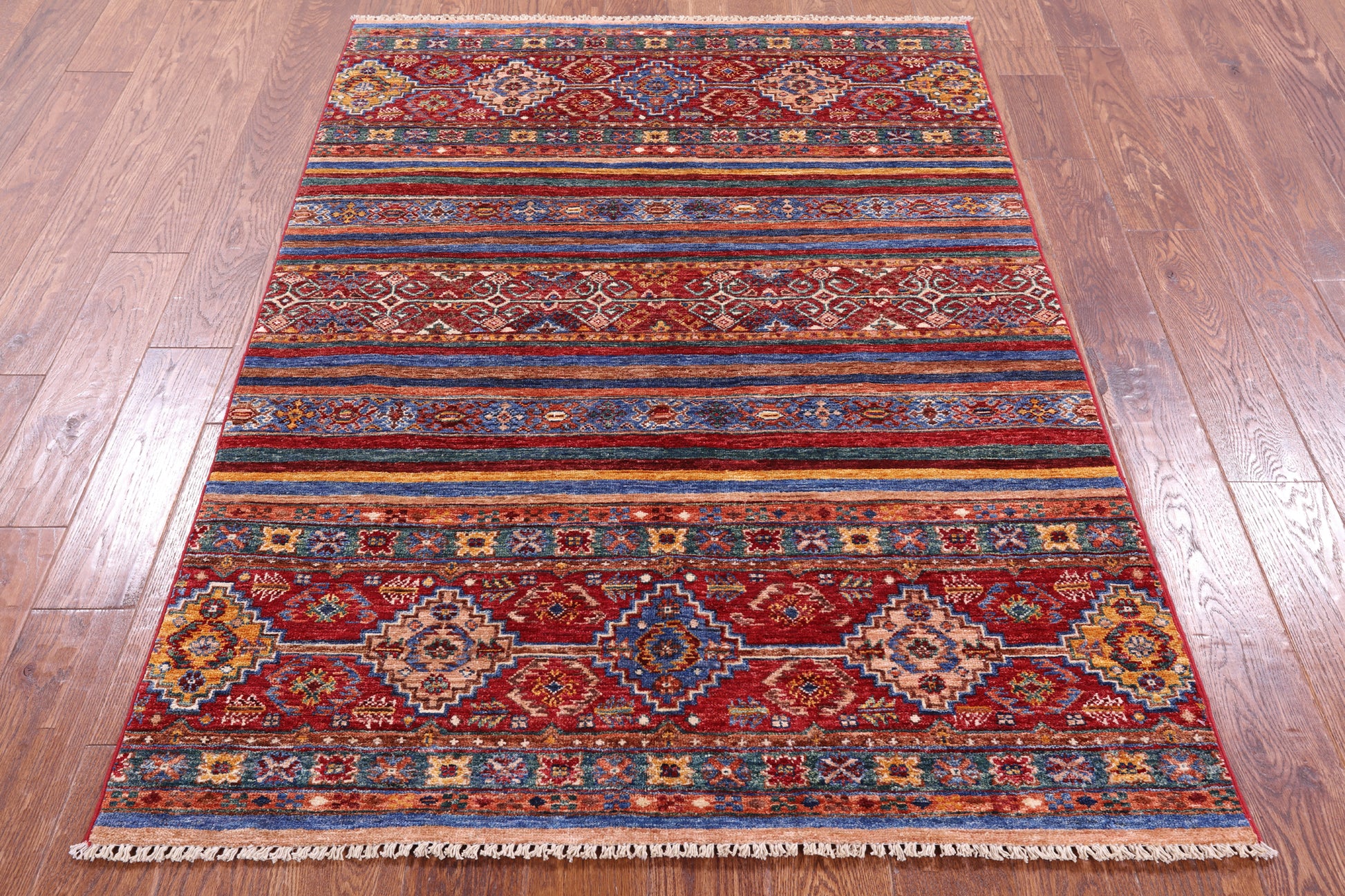 Khorjin Persian Gabbeh Hand Knotted Wool Rug - 4' 0" X 5' 9" - Golden Nile