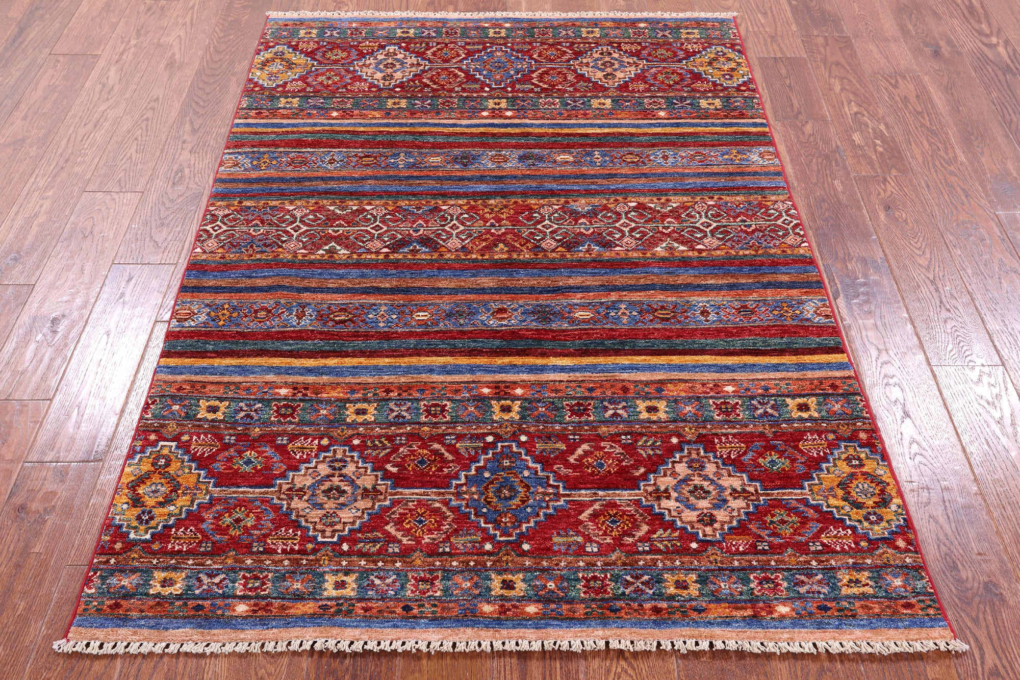 Khorjin Persian Gabbeh Hand Knotted Wool Rug - 4' 0" X 5' 9" - Golden Nile
