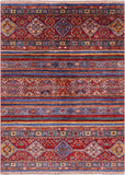 Khorjin Persian Gabbeh Hand Knotted Wool Rug - 4' 0" X 5' 9" - Golden Nile