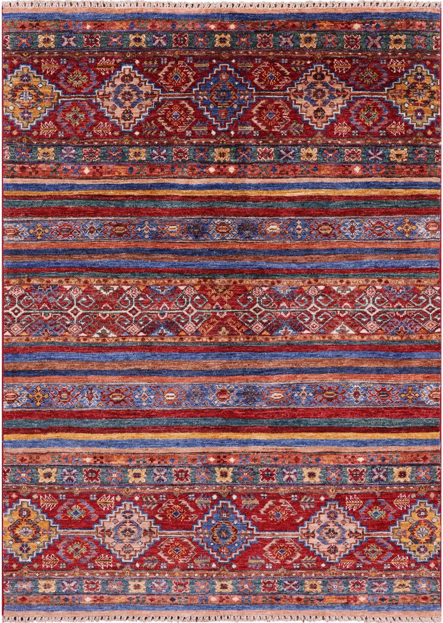 Khorjin Persian Gabbeh Hand Knotted Wool Rug - 4' 0" X 5' 9" - Golden Nile