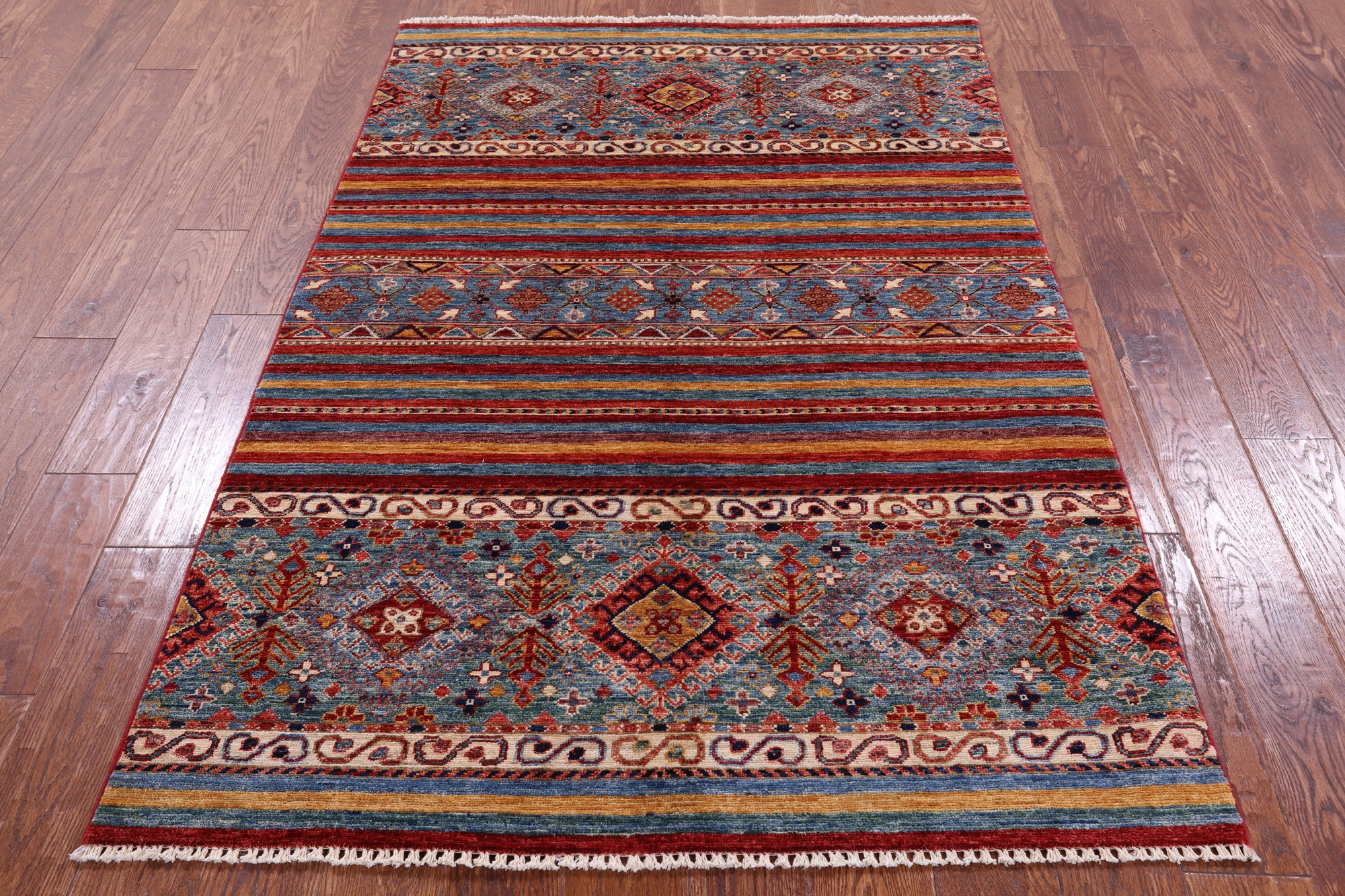 Khorjin Persian Gabbeh Hand Knotted Wool Rug - 4' 0" X 6' 0" - Golden Nile