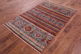 Khorjin Persian Gabbeh Hand Knotted Wool Rug - 4' 0" X 6' 0" - Golden Nile
