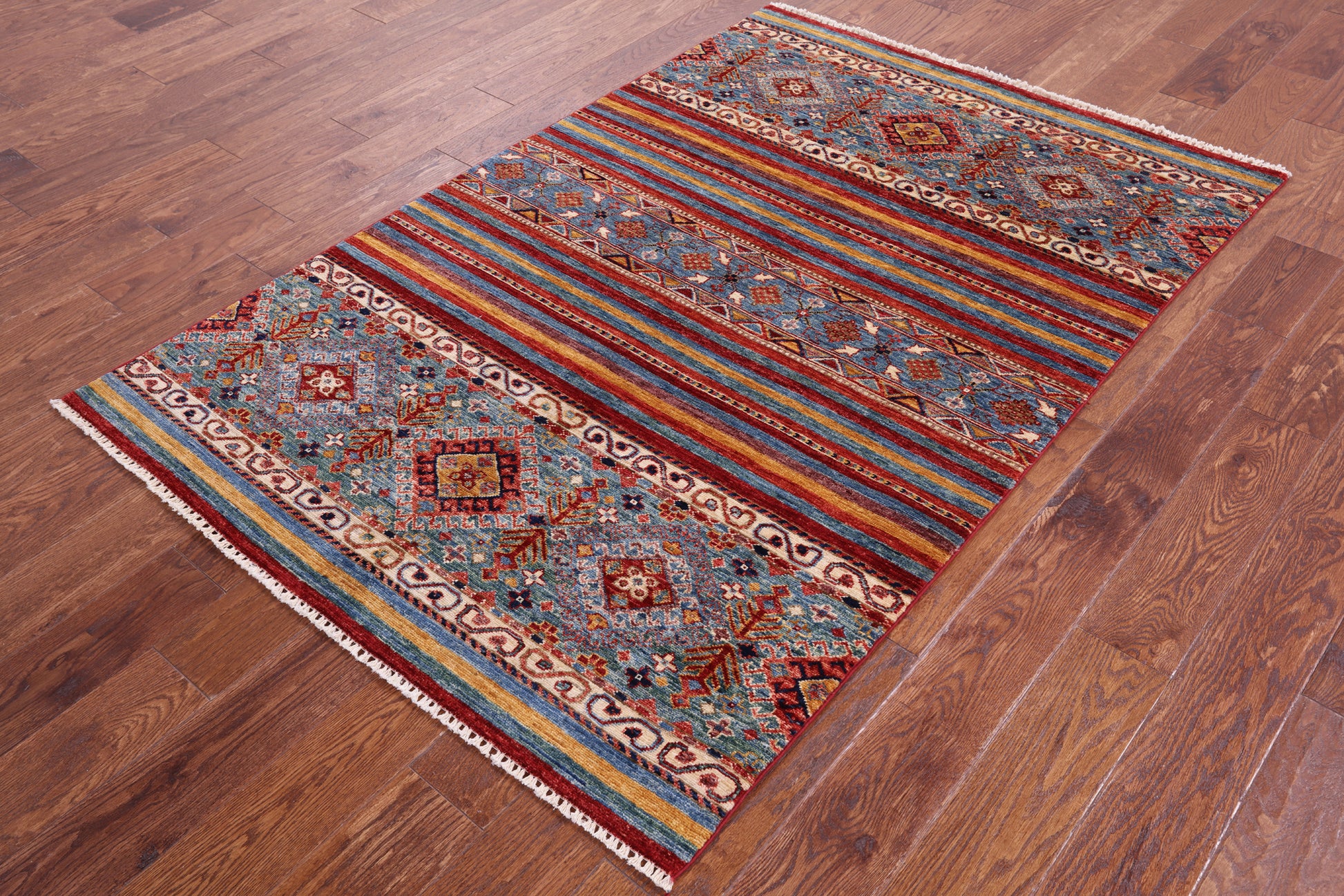 Khorjin Persian Gabbeh Hand Knotted Wool Rug - 4' 0" X 6' 0" - Golden Nile