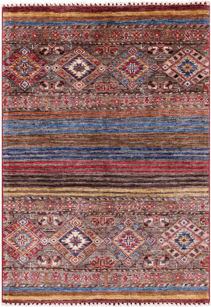 Khorjin Persian Gabbeh Handmade Wool Rug - 2' 8" X 3' 9" - Golden Nile