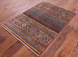 Khorjin Persian Gabbeh Handmade Wool Rug - 2' 8" X 3' 9" - Golden Nile
