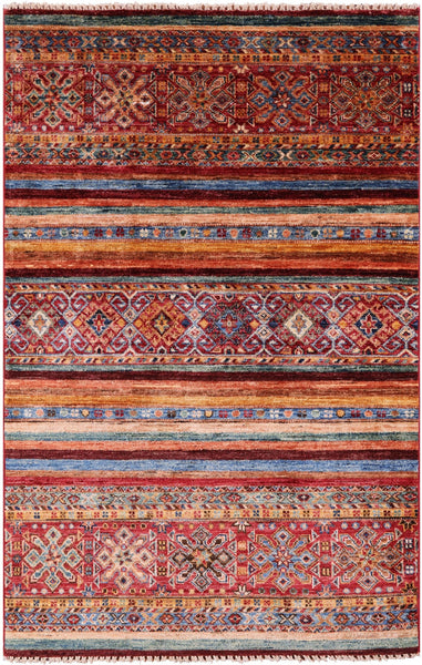 Khorjin Persian Gabbeh Handmade Wool Rug - 3' 3" X 5' 1" - Golden Nile