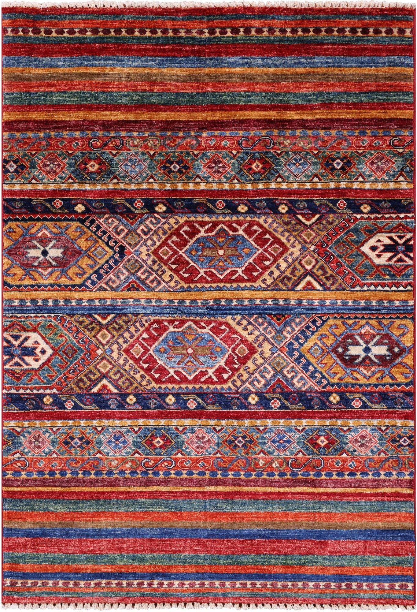 Khorjin Persian Gabbeh Hand Knotted Wool Rug - 3' 4" X 4' 10" - Golden Nile