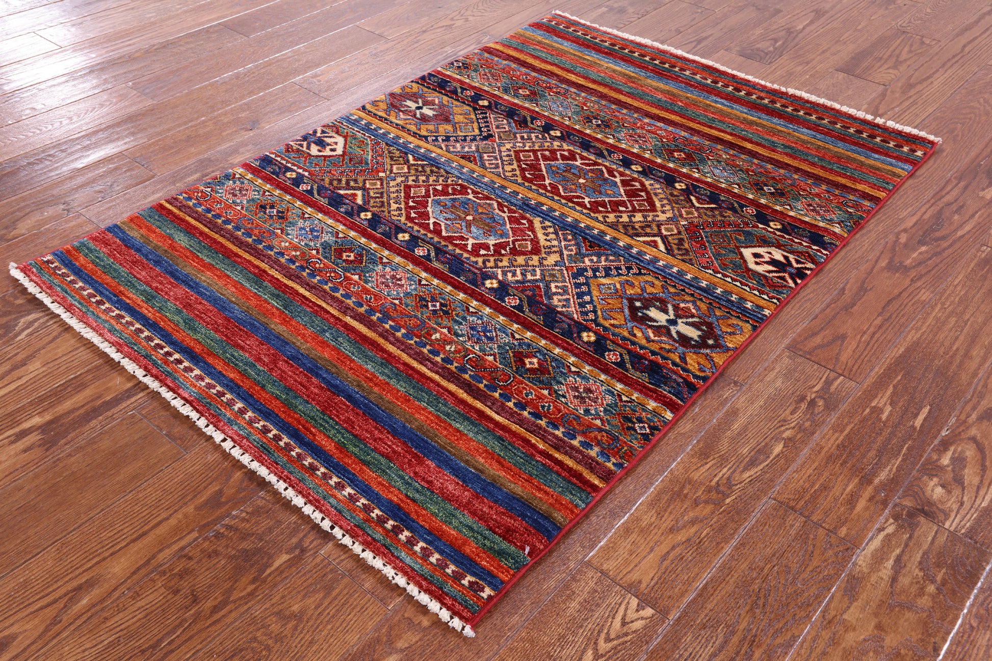 Khorjin Persian Gabbeh Hand Knotted Wool Rug - 3' 4" X 4' 10" - Golden Nile