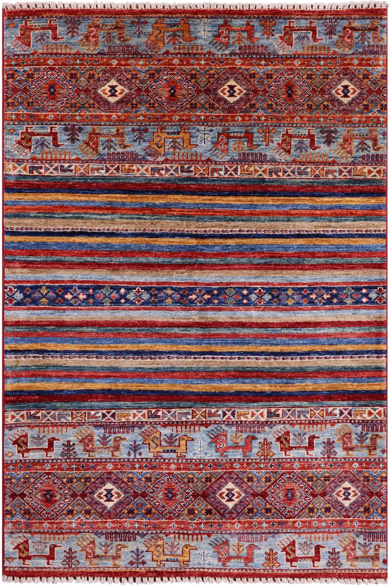 Tribal Persian Gabbeh Hand Knotted Wool Rug - 3' 3" X 4' 10" - Golden Nile