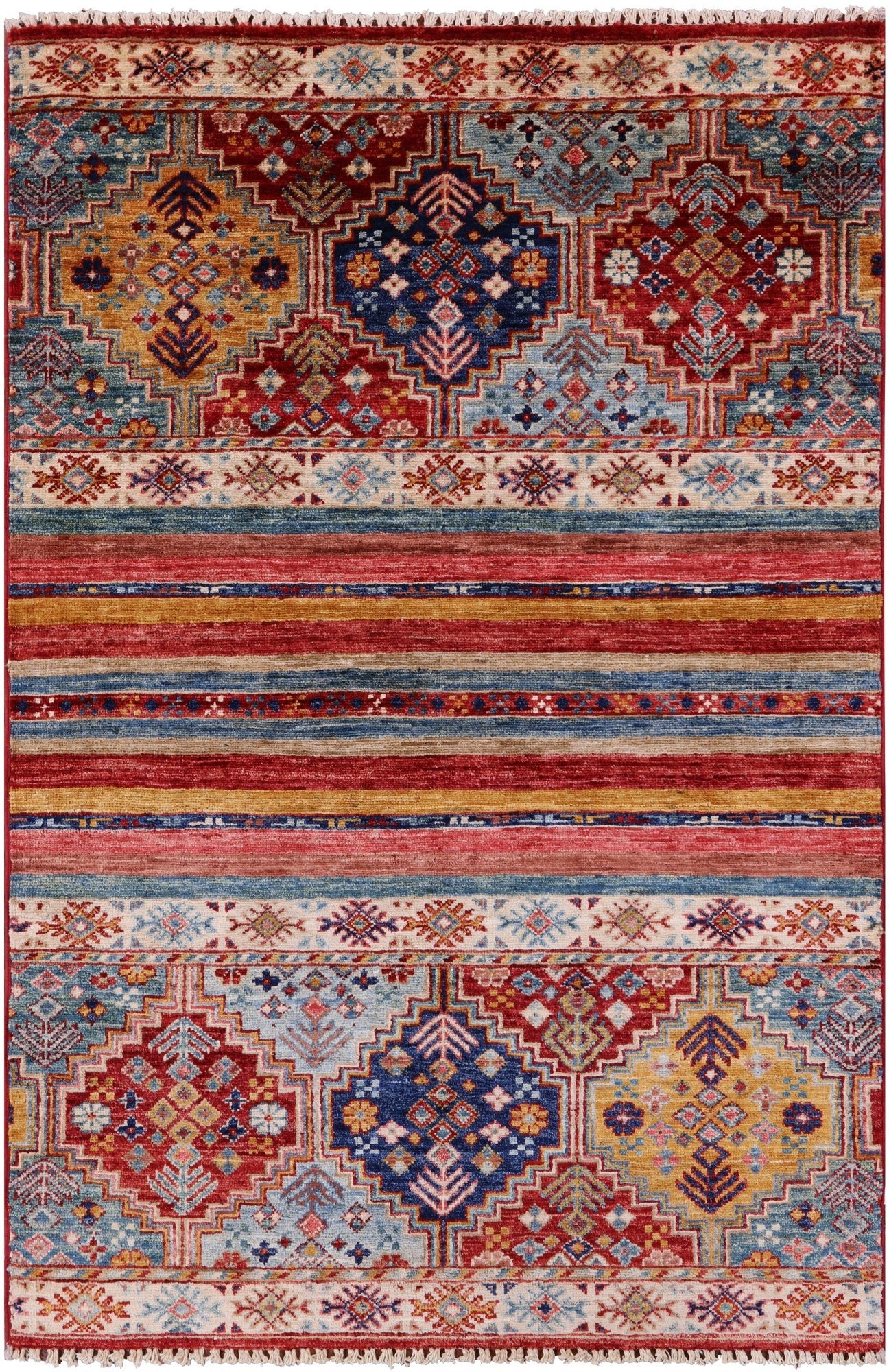 Khorjin Persian Gabbeh Hand Knotted Wool Rug - 3' 3" X 4' 10" - Golden Nile