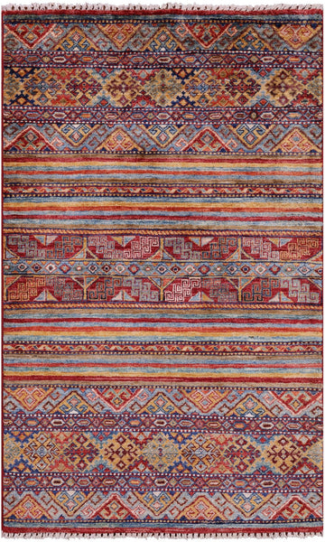 Khorjin Persian Gabbeh Handmade Wool Rug - 3' 1" X 5' 0" - Golden Nile