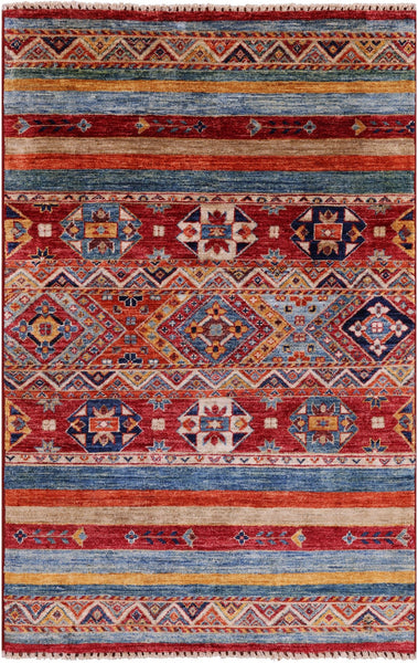 Khorjin Persian Gabbeh Handmade Wool Rug - 3' 0" X 4' 10" - Golden Nile