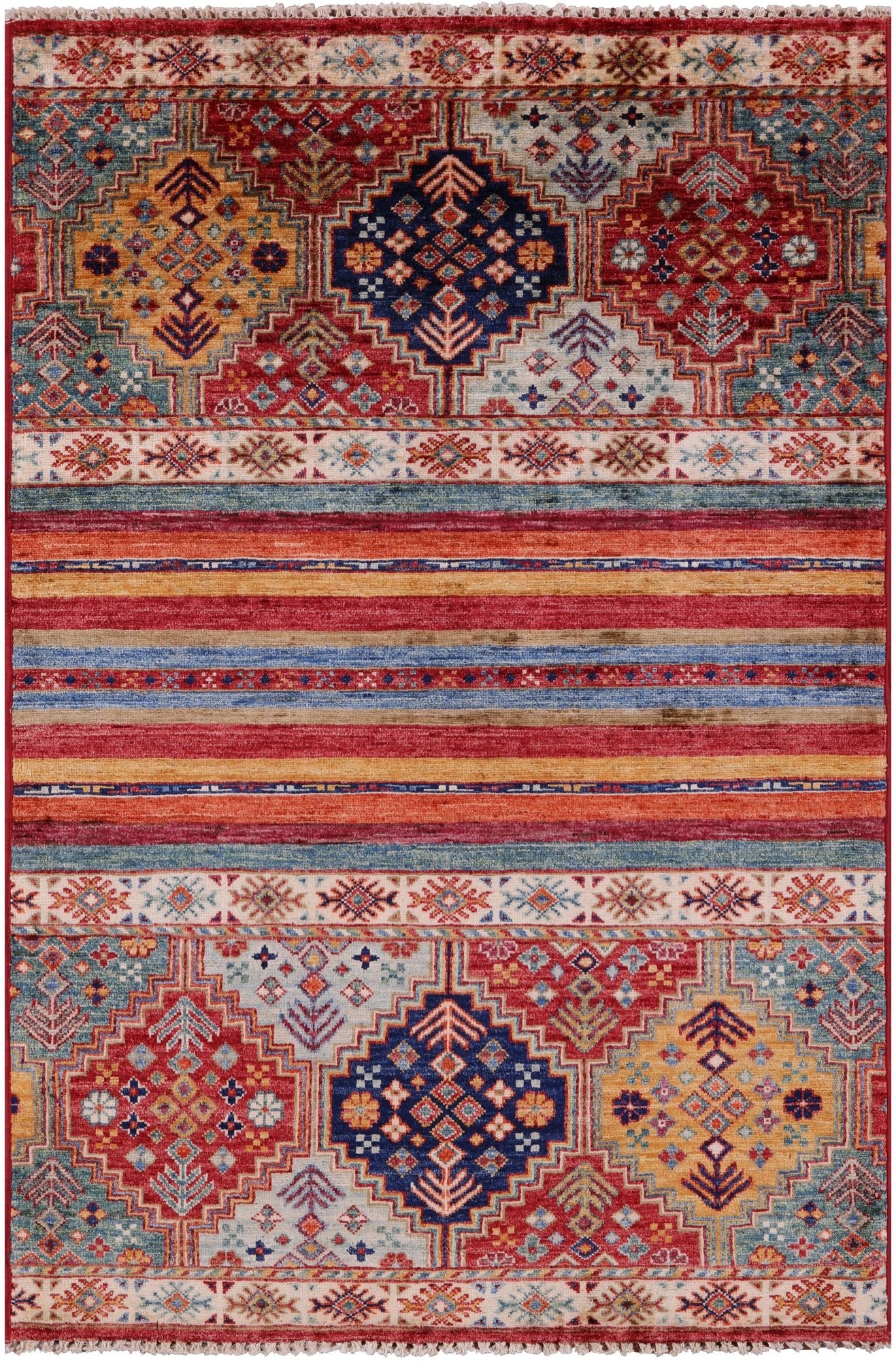 Khorjin Persian Gabbeh Hand Knotted Wool Rug - 3' 3" X 4' 10" - Golden Nile