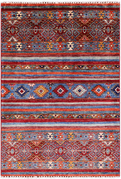 Khorjin Persian Gabbeh Handmade Wool Rug - 3' 5" X 4' 11" - Golden Nile