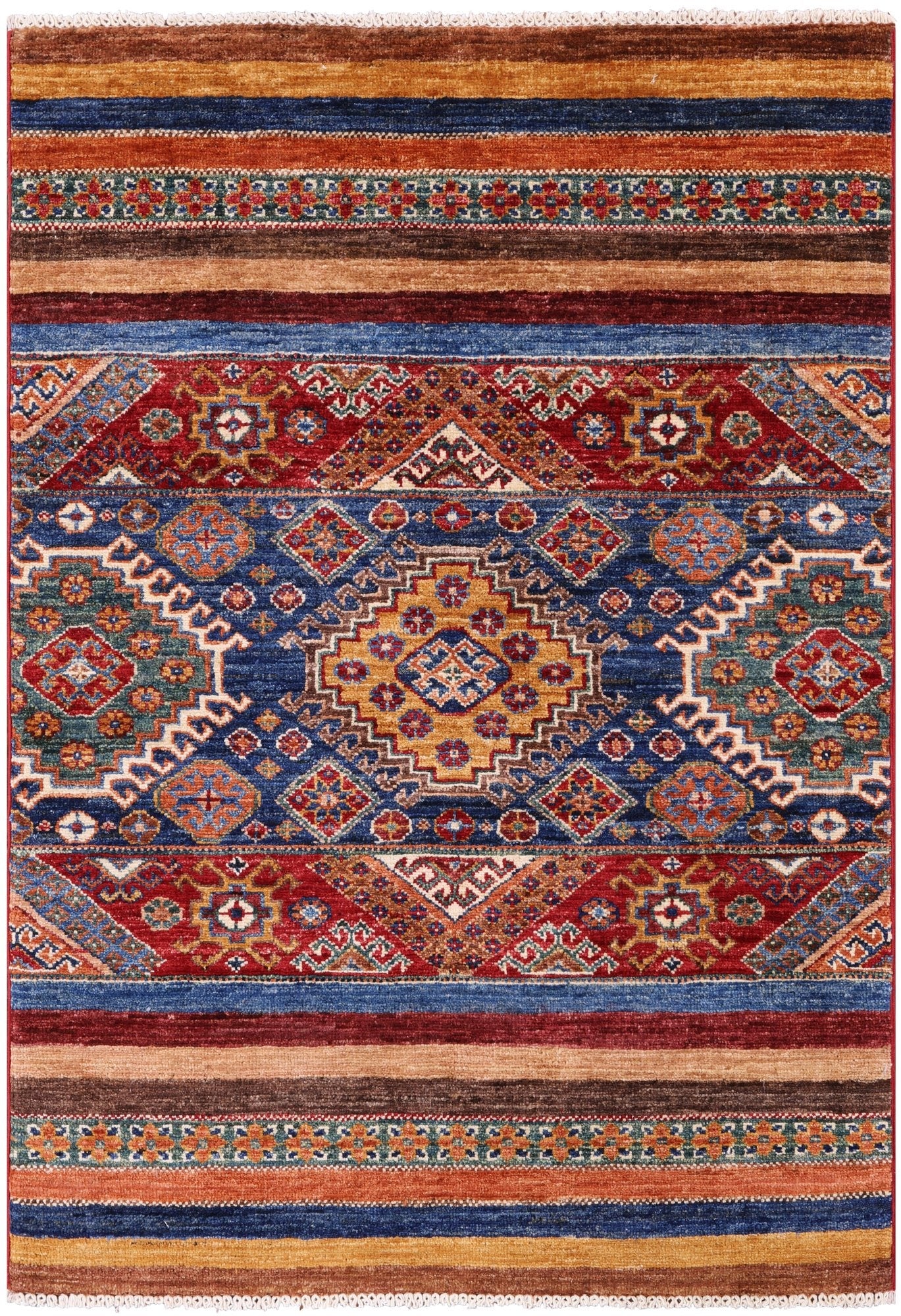 Khorjin Persian Gabbeh Hand Knotted Wool Rug - 2' 8" X 3' 11" - Golden Nile