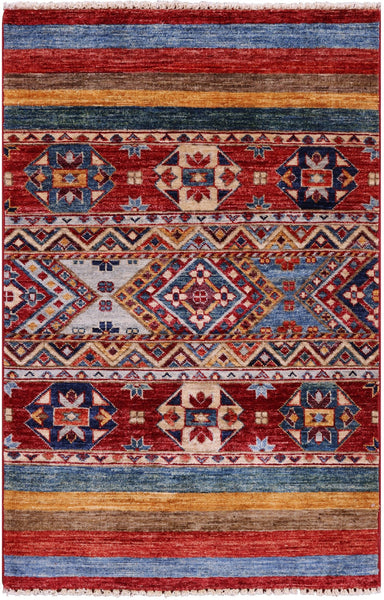 Khorjin Persian Gabbeh Hand Knotted Wool Rug - 2' 7" X 4' 0" - Golden Nile