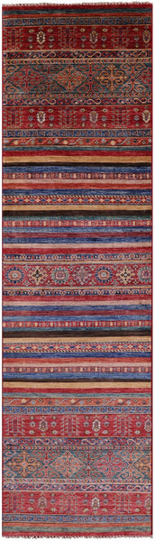 Khorjin Persian Gabbeh Hand Knotted Wool Runner Rug - 2' 8" X 10' 1" - Golden Nile