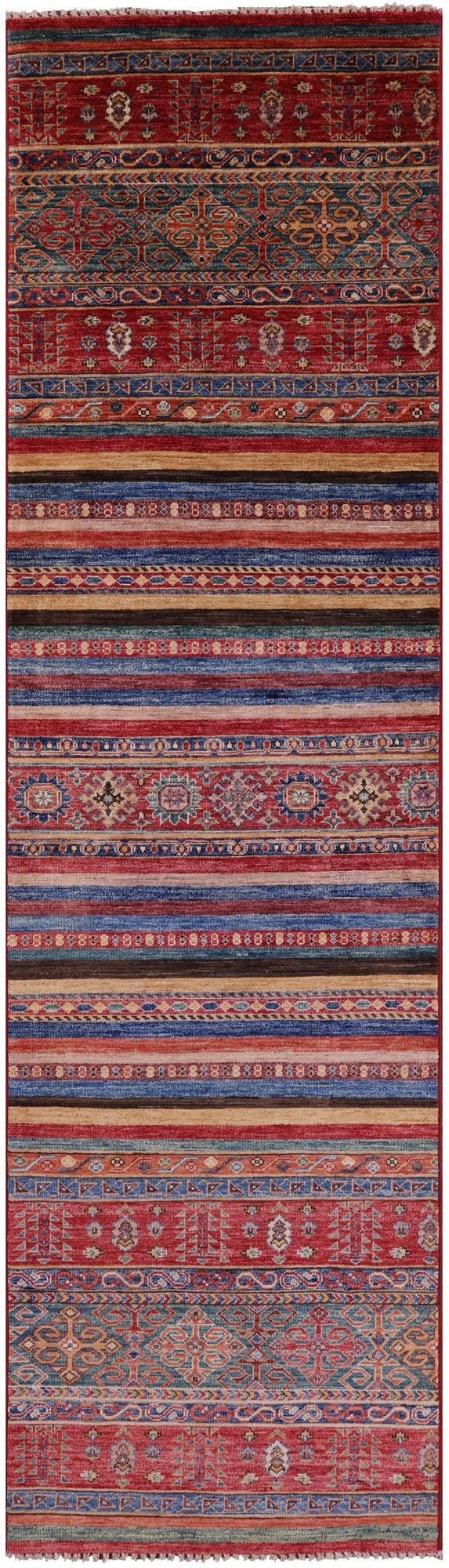Khorjin Persian Gabbeh Hand Knotted Wool Runner Rug - 2' 8" X 10' 1" - Golden Nile
