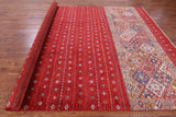 Red Khorjin Persian Gabbeh Hand Knotted Wool Rug - 8' 3" X 11' 9" - Golden Nile