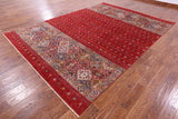 Red Khorjin Persian Gabbeh Hand Knotted Wool Rug - 8' 3" X 11' 9" - Golden Nile