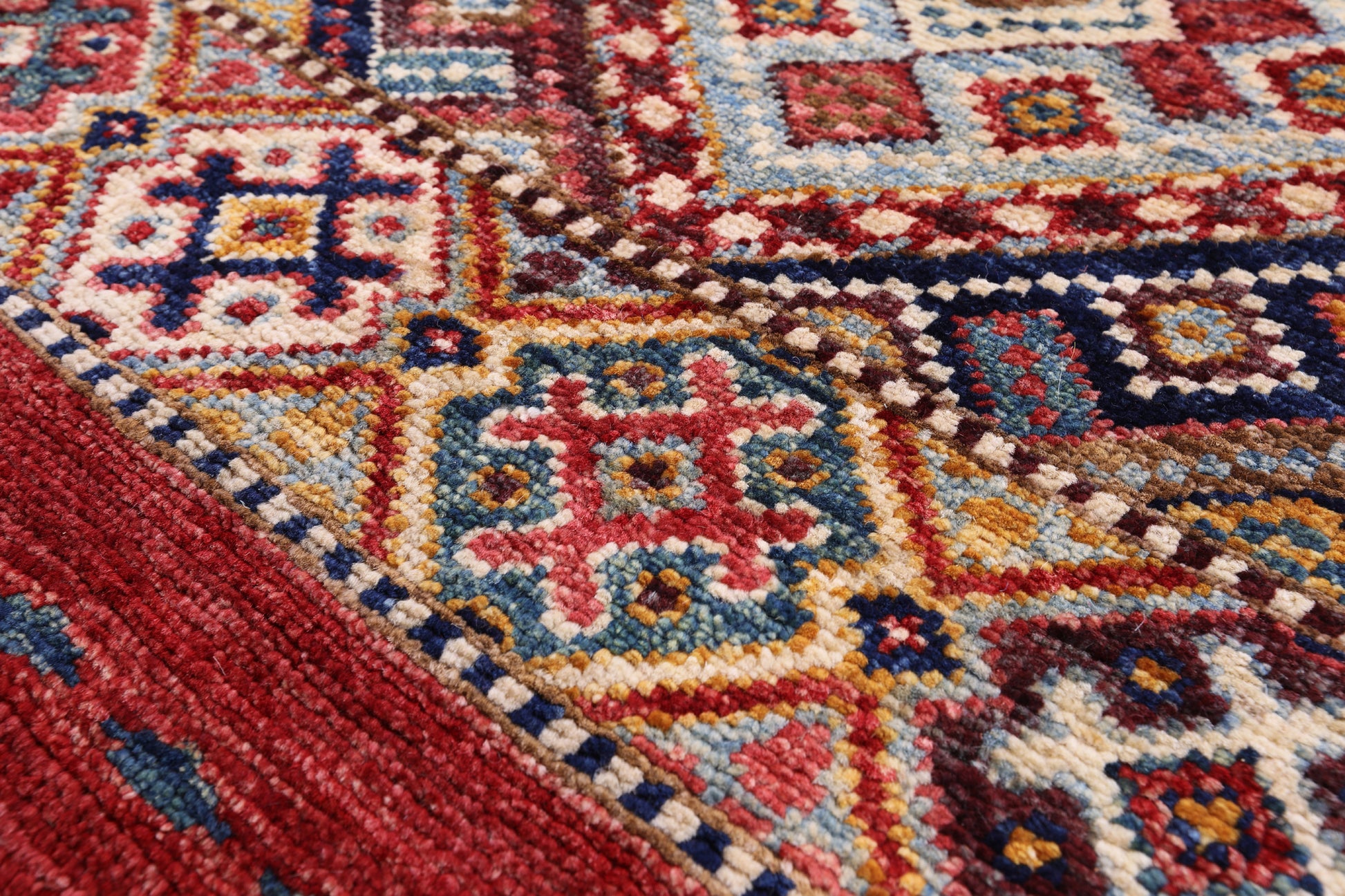 Red Khorjin Persian Gabbeh Hand Knotted Wool Rug - 8' 3" X 11' 9" - Golden Nile