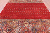 Red Khorjin Persian Gabbeh Hand Knotted Wool Rug - 8' 3" X 11' 7" - Golden Nile
