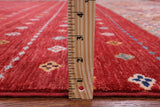 Red Khorjin Persian Gabbeh Hand Knotted Wool Rug - 8' 3" X 11' 7" - Golden Nile