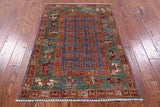 Antiqued Pazyryk Historical Design Hand Knotted Wool Rug - 3' 3" X 4' 9" - Golden Nile