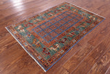 Antiqued Pazyryk Historical Design Hand Knotted Wool Rug - 3' 3" X 4' 9" - Golden Nile
