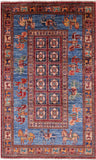 Antiqued Pazyryk Historical Design Hand Knotted Wool Rug - 3' 4" X 5' 4" - Golden Nile
