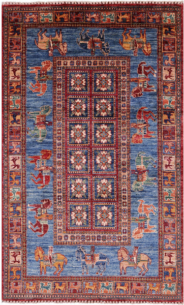 Antiqued Pazyryk Historical Design Hand Knotted Wool Rug - 3' 4" X 5' 4" - Golden Nile