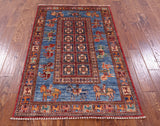 Antiqued Pazyryk Historical Design Hand Knotted Wool Rug - 3' 4" X 5' 4" - Golden Nile
