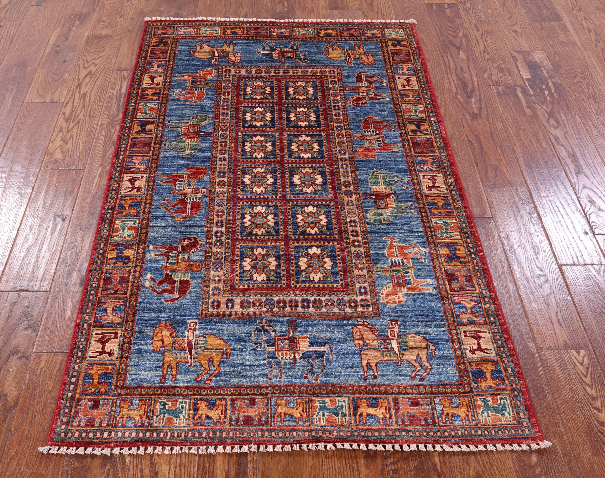 Antiqued Pazyryk Historical Design Hand Knotted Wool Rug - 3' 4" X 5' 4" - Golden Nile