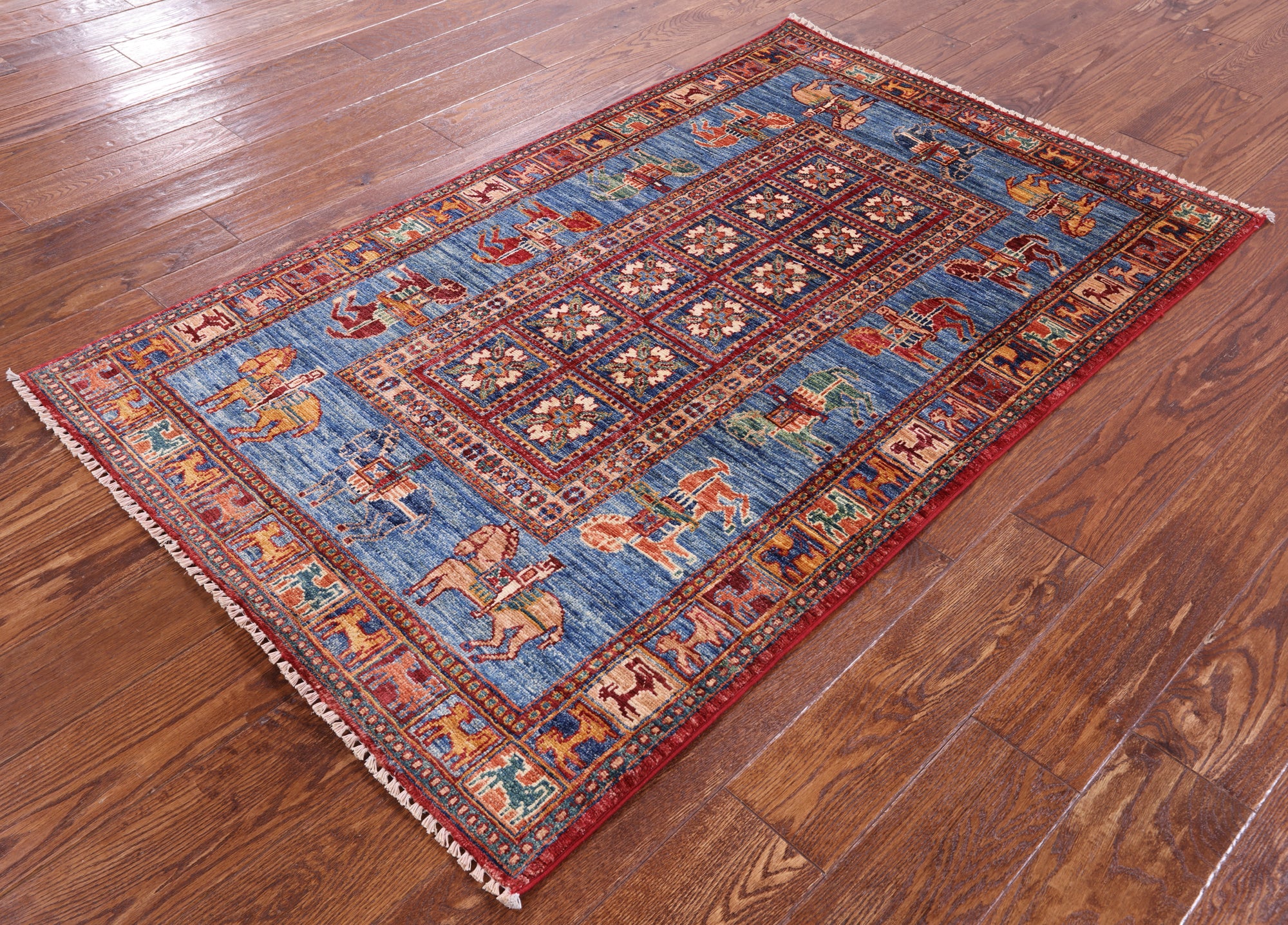 Antiqued Pazyryk Historical Design Hand Knotted Wool Rug - 3' 4" X 5' 4" - Golden Nile