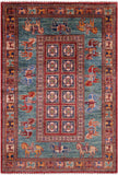 Antiqued Pazyryk Historical Design Handmade Wool Rug - 3' 3" X 4' 11" - Golden Nile