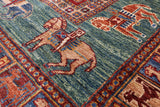 Antiqued Pazyryk Historical Design Handmade Wool Rug - 3' 3" X 4' 11" - Golden Nile