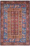 Antiqued Pazyryk Historical Design Handmade Wool Rug - 3' 4" X 4' 11" - Golden Nile