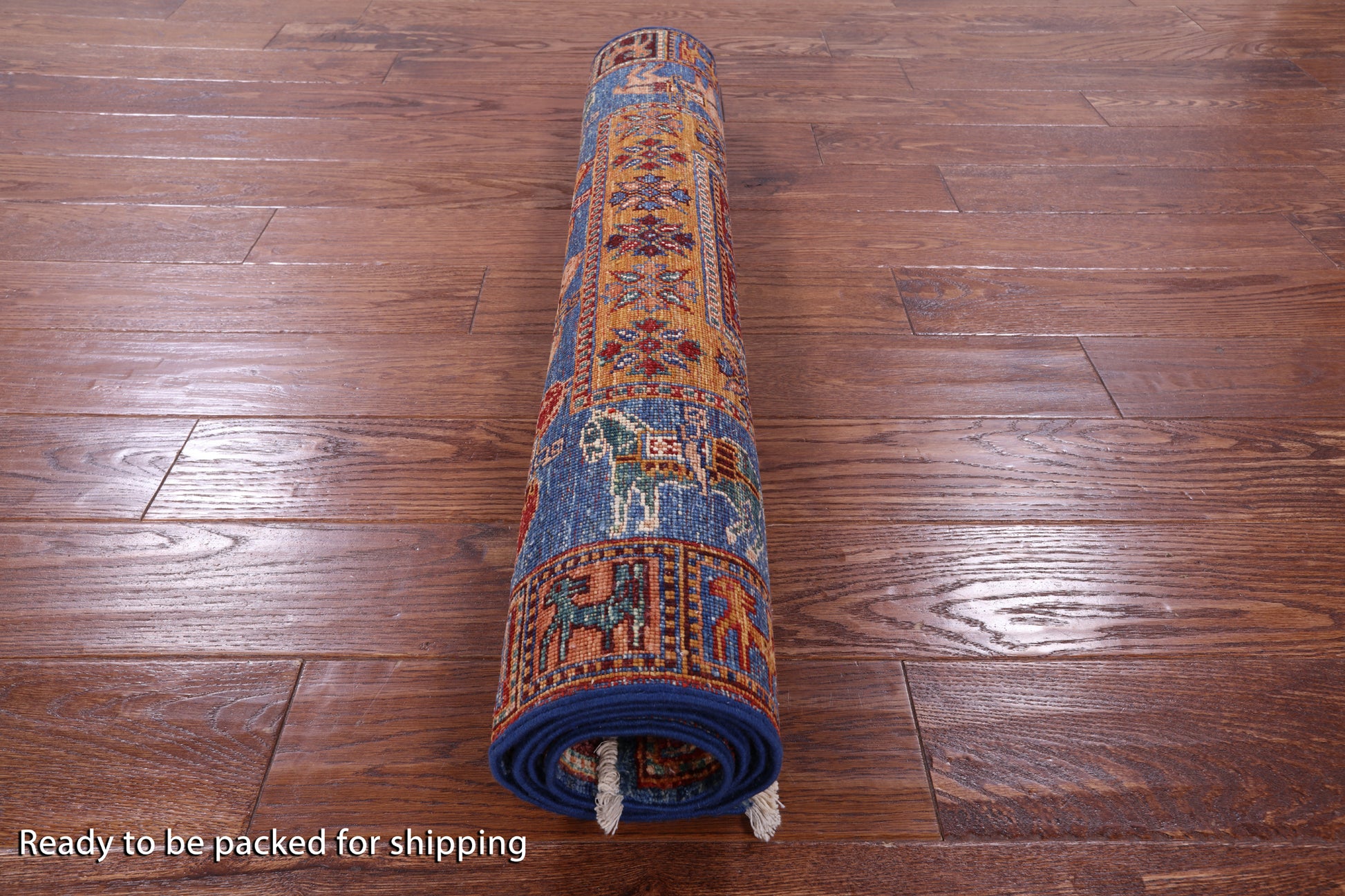 Antiqued Pazyryk Historical Design Handmade Wool Rug - 3' 4" X 4' 11" - Golden Nile