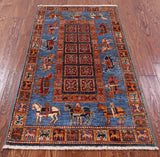 Antiqued Pazyryk Historical Design Hand Knotted Wool Rug - 2' 7" X 4' 6" - Golden Nile