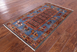 Antiqued Pazyryk Historical Design Hand Knotted Wool Rug - 2' 7" X 4' 6" - Golden Nile