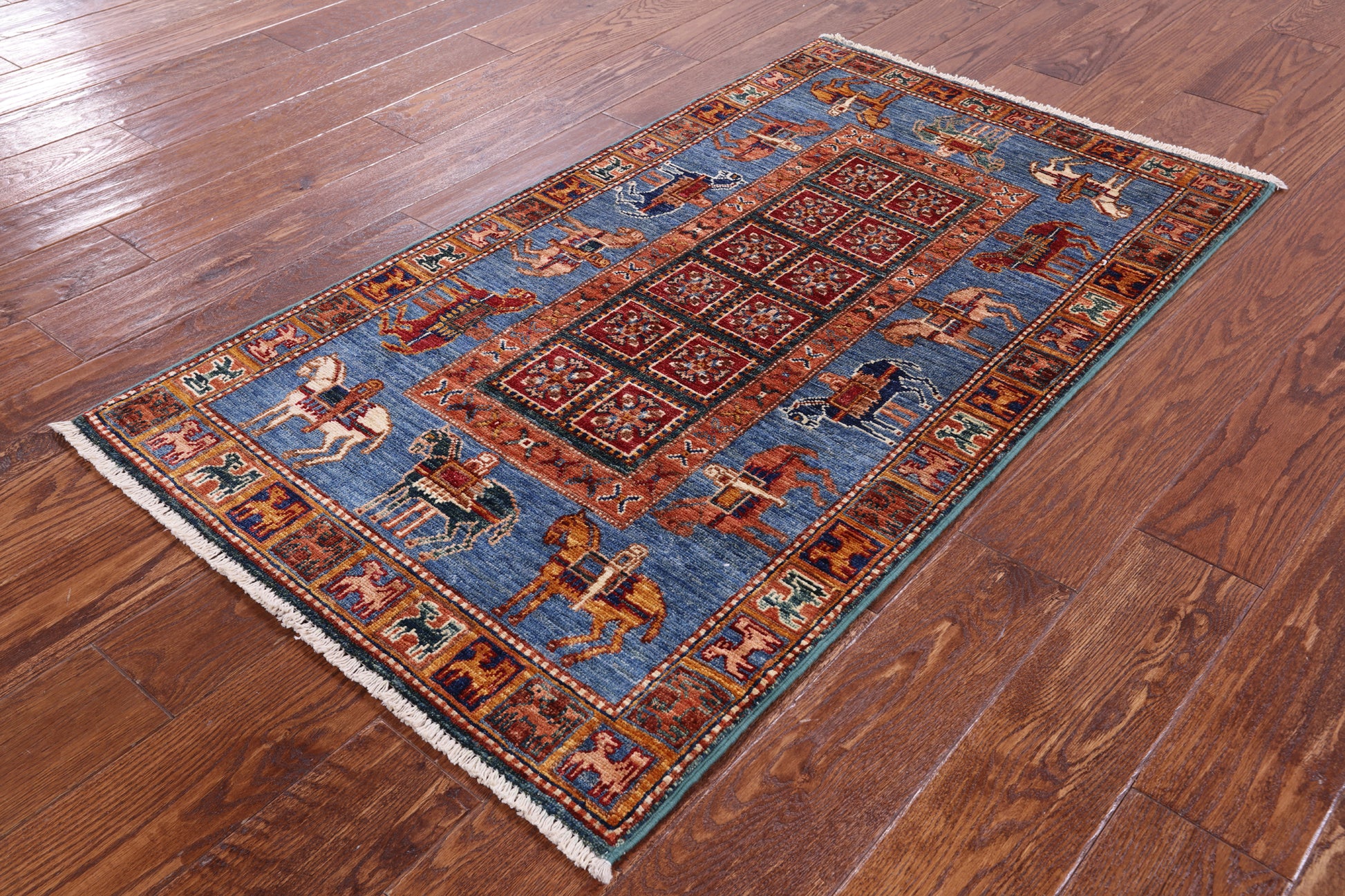 Antiqued Pazyryk Historical Design Hand Knotted Wool Rug - 2' 7" X 4' 6" - Golden Nile