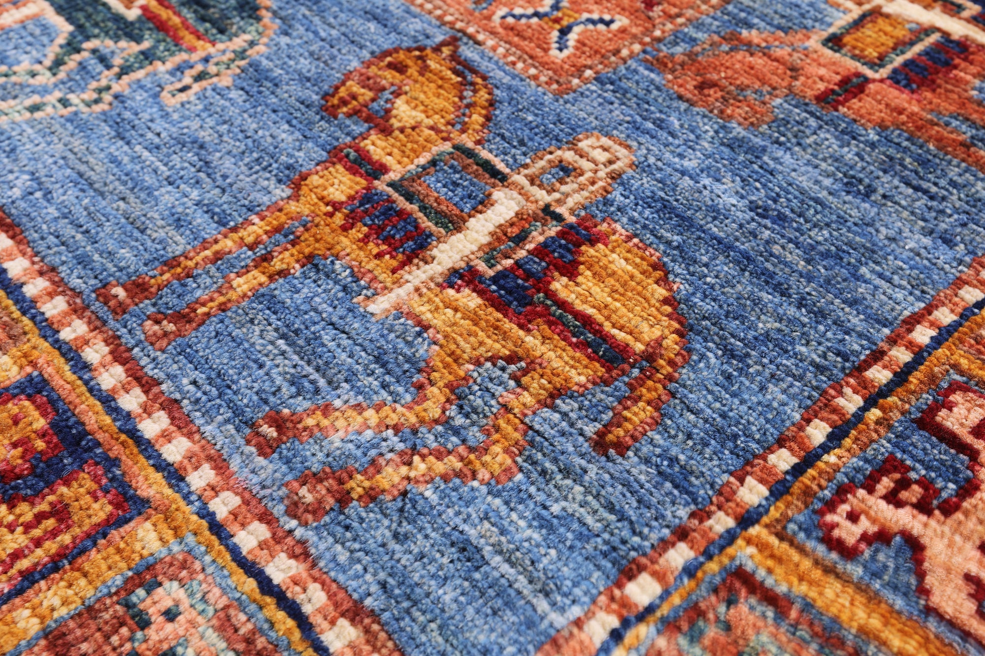 Antiqued Pazyryk Historical Design Hand Knotted Wool Rug - 2' 7" X 4' 6" - Golden Nile