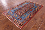 Blue Antiqued Pazyryk Historical Design Hand Knotted Wool Rug - 2' 7" X 4' 3" - Golden Nile