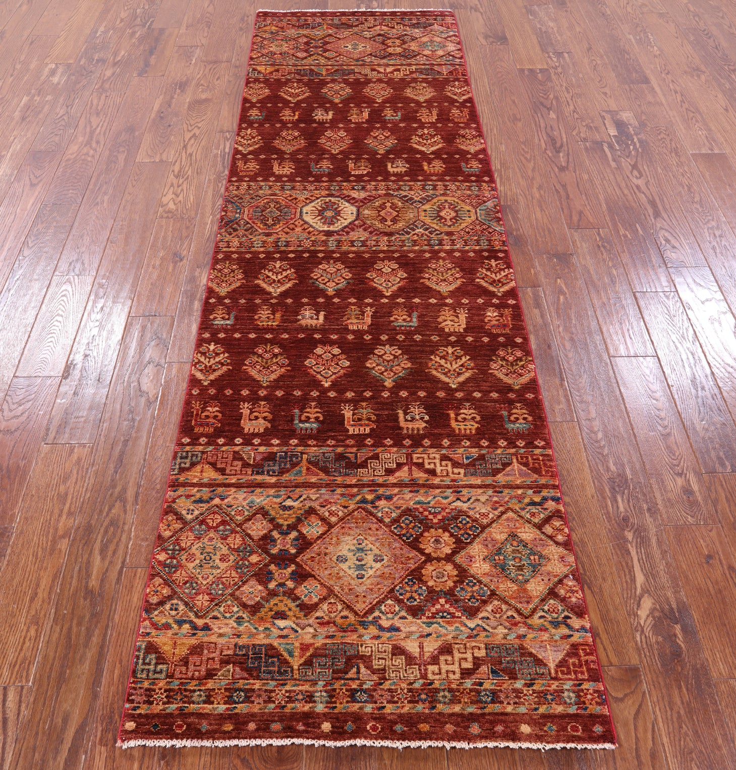 Tribal Persian Gabbeh Hand Knotted Wool Runner Rug - 2' 10" X 9' 10" - Golden Nile