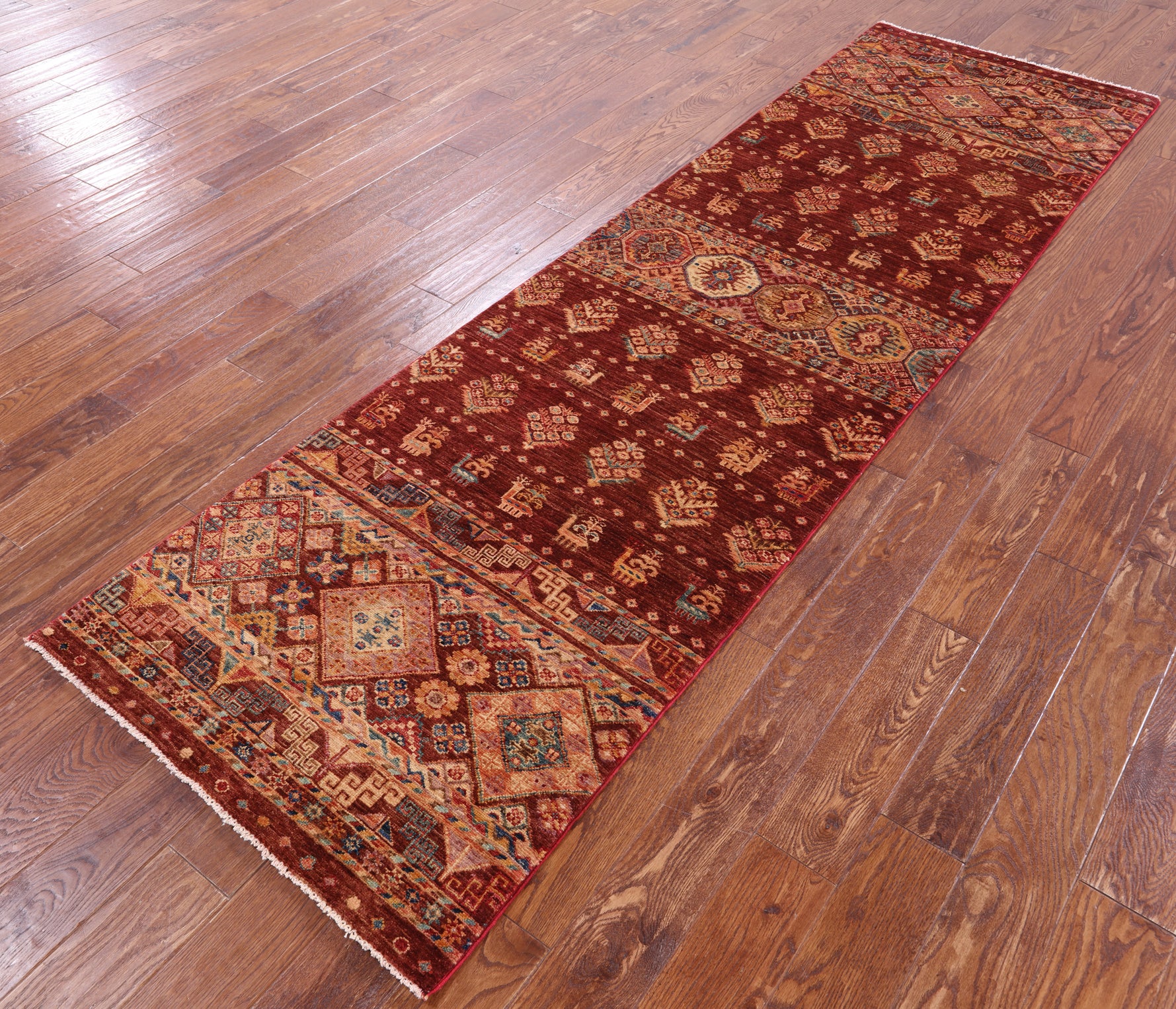 Tribal Persian Gabbeh Hand Knotted Wool Runner Rug - 2' 10" X 9' 10" - Golden Nile