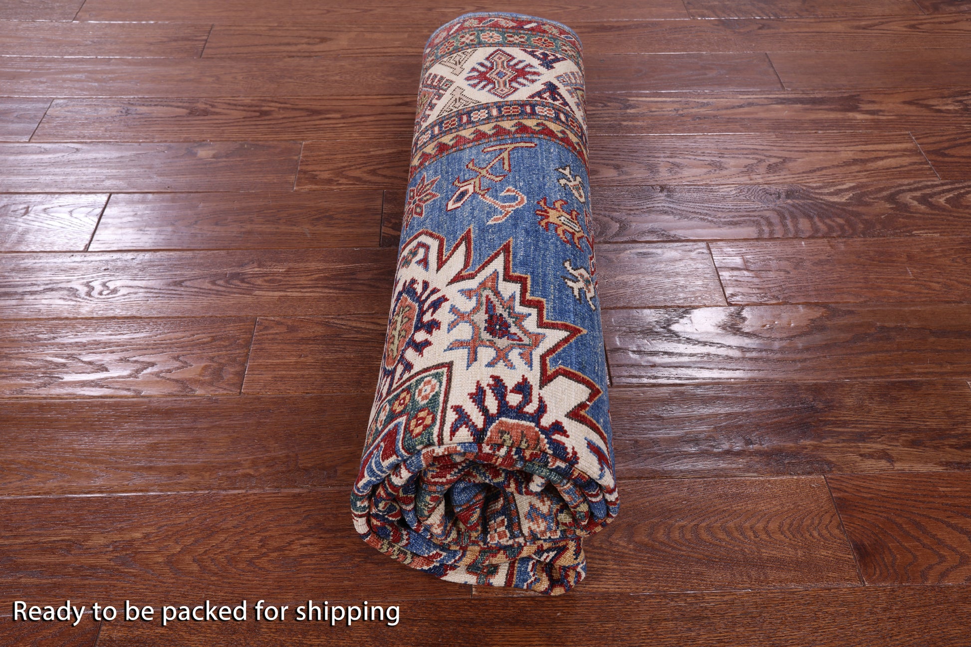 Blue Super Kazak Hand Knotted Wool Rug - 5' 6" X 8' 1" - Golden Nile