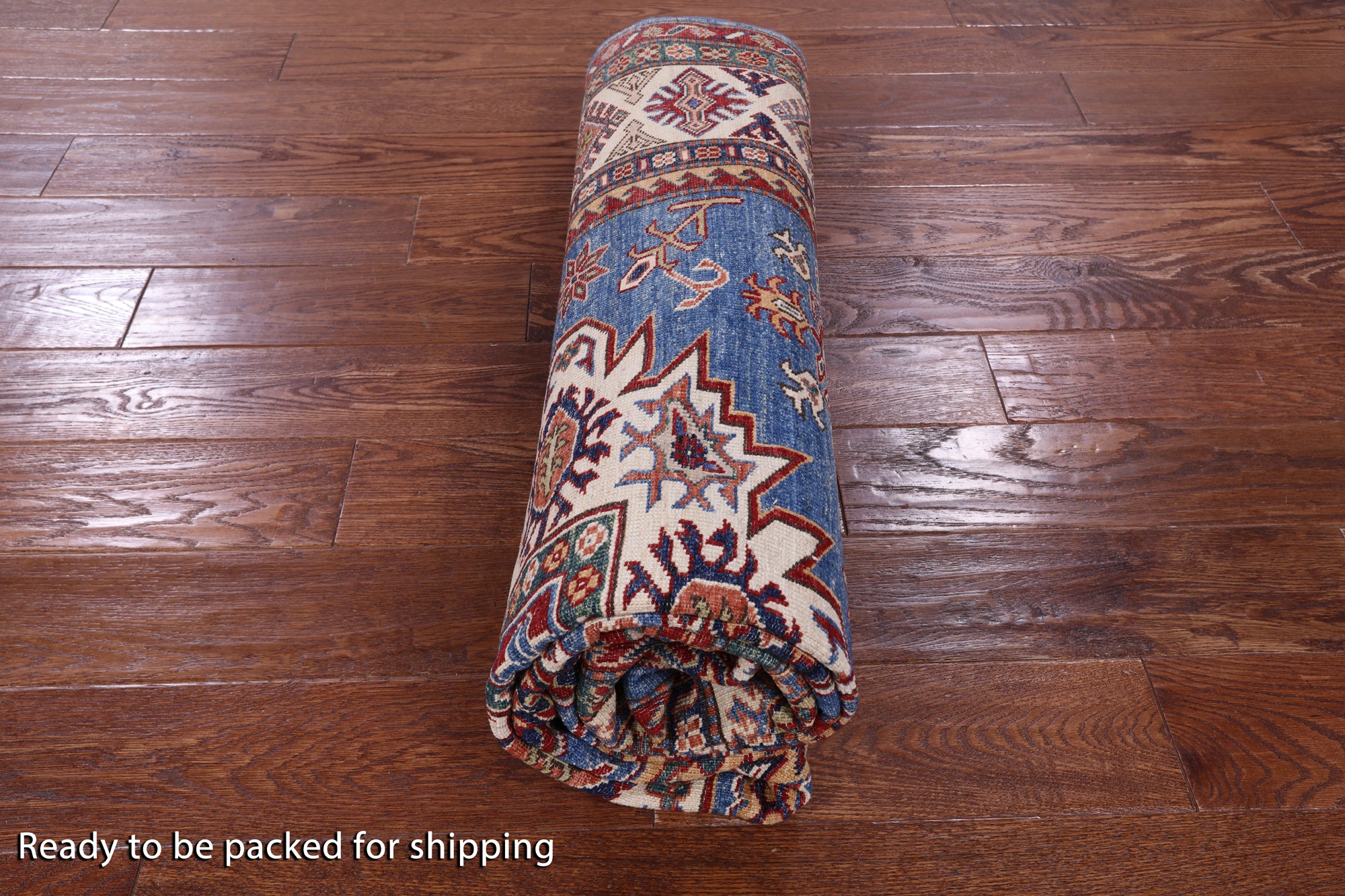 Blue Super Kazak Hand Knotted Wool Rug - 5' 6" X 8' 1" - Golden Nile