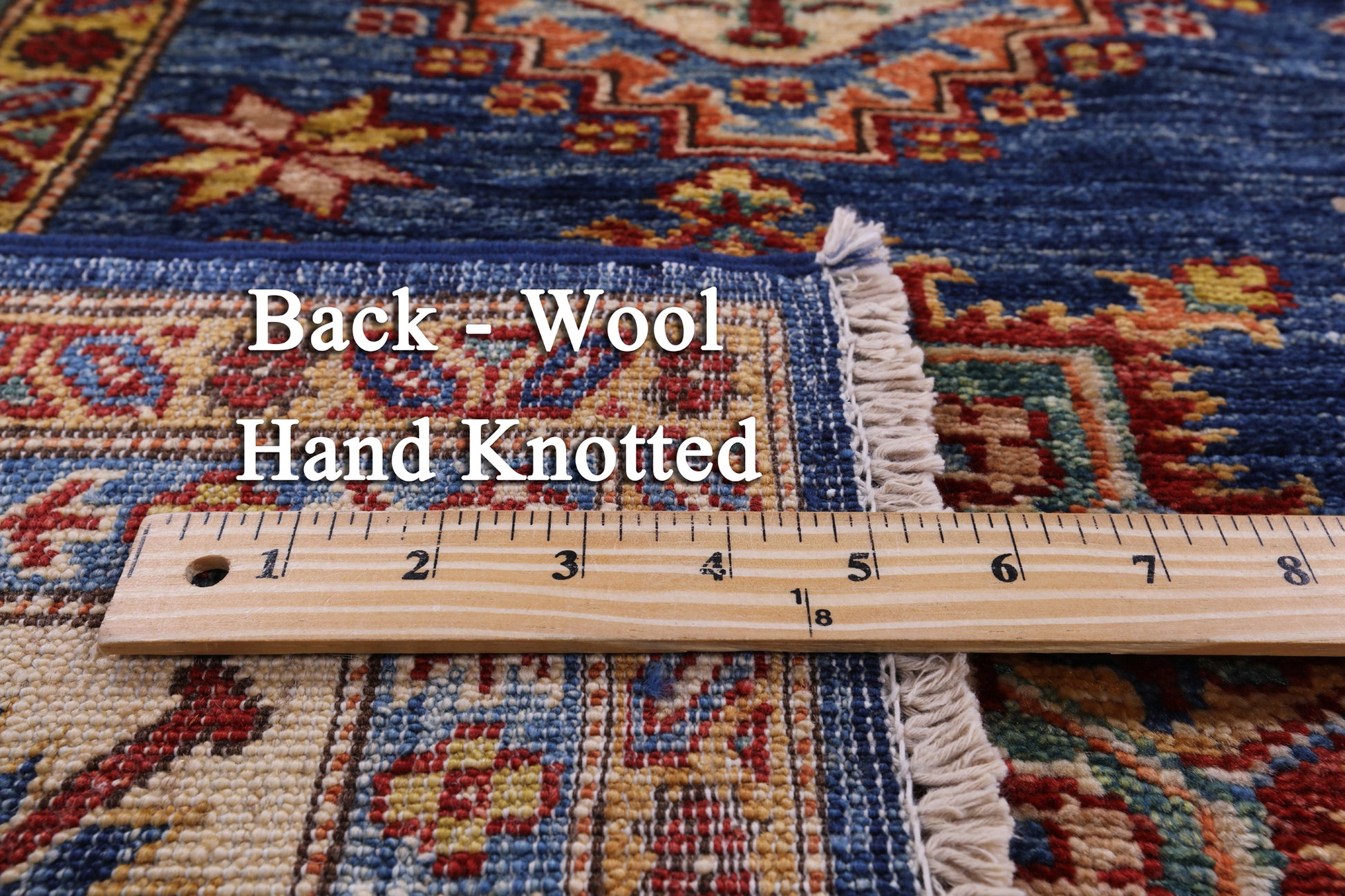 Blue Super Kazak Hand Knotted Wool Rug - 5' 6" X 8' 0" - Golden Nile