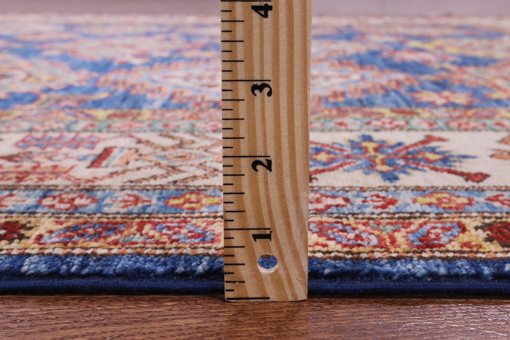 Blue Super Kazak Hand Knotted Wool Rug - 5' 6" X 8' 0" - Golden Nile