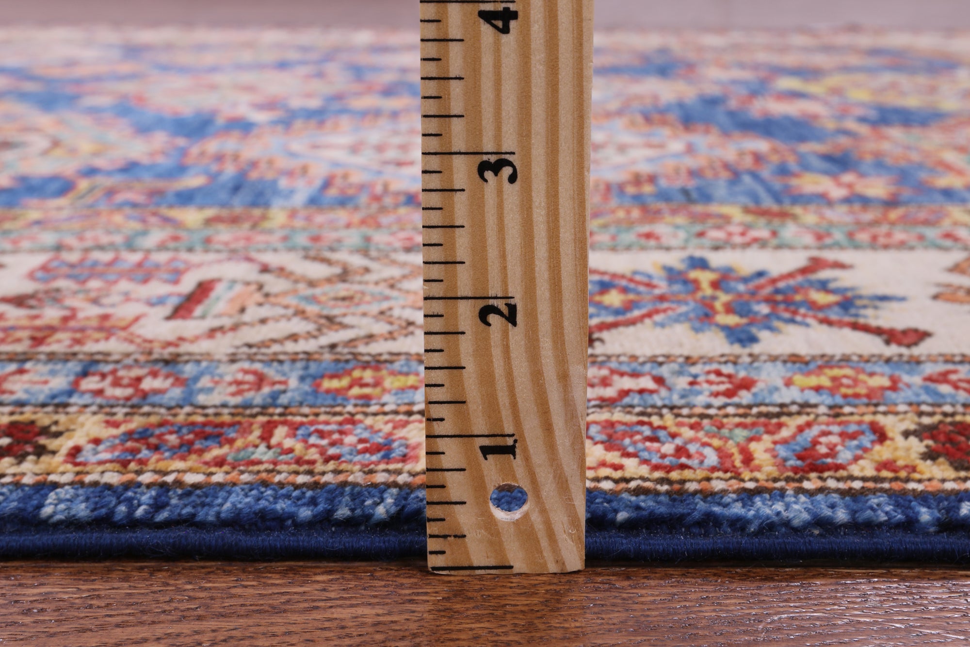 Blue Super Kazak Hand Knotted Wool Rug - 5' 6" X 8' 0" - Golden Nile